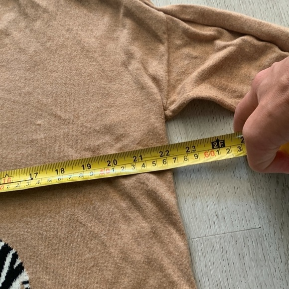 Madewell Studio sweater in zebra size S animal tan camel cotton boxy oversized - Picture 9 of 10